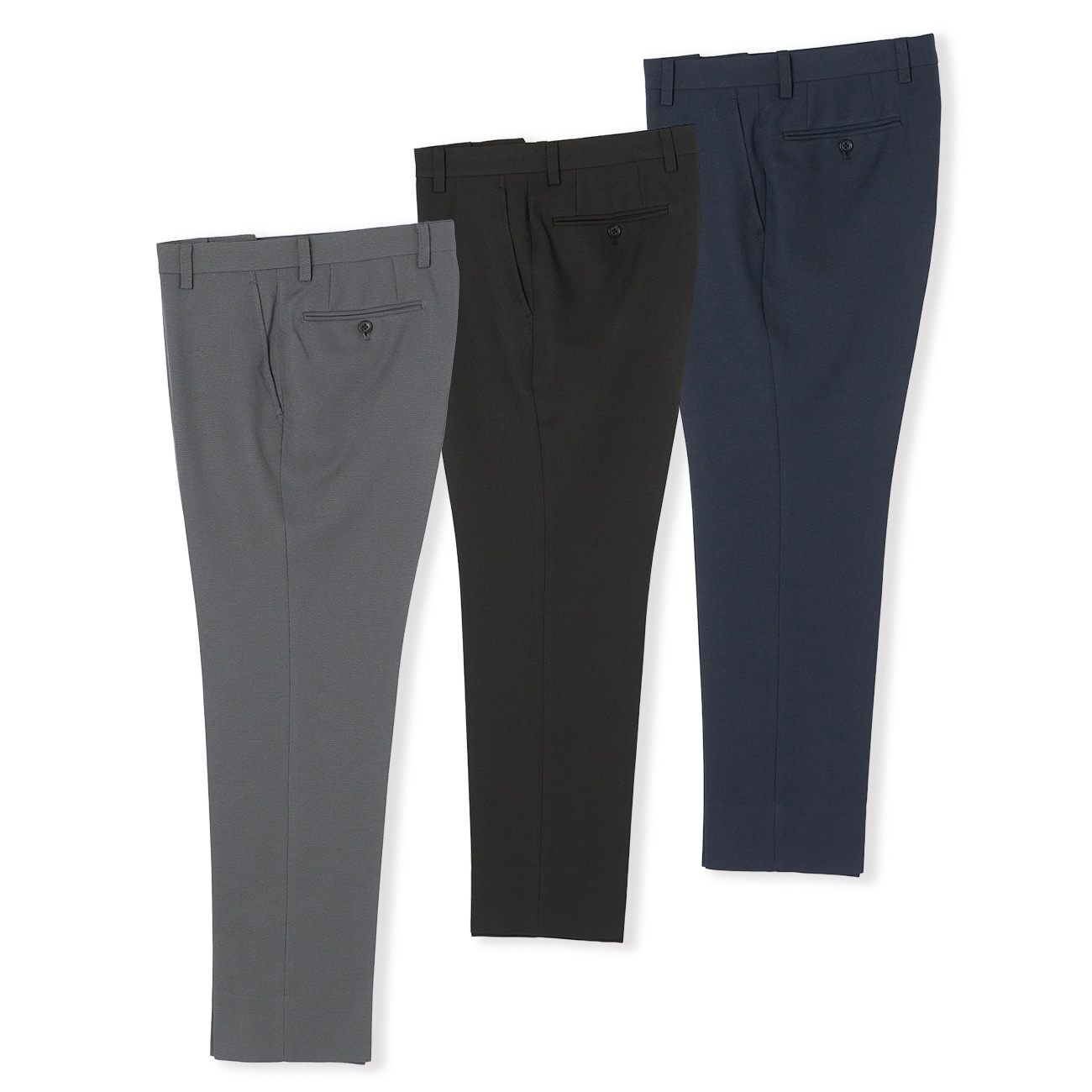 【WEB限定商品】3本セット｜秋冬用ストレッチパンツ｜洗える｜千鳥｜ノータック｜裾上げ済み