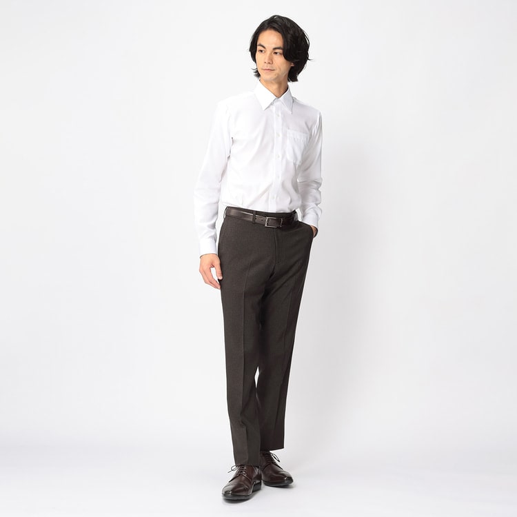洗える ノンアイロン ストレッチ テーパードノータックパンツ 千鳥格子