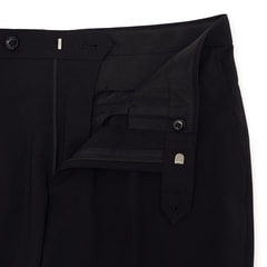 洗える ストレッチ テーパードノータックパンツ 無地 LES MUES