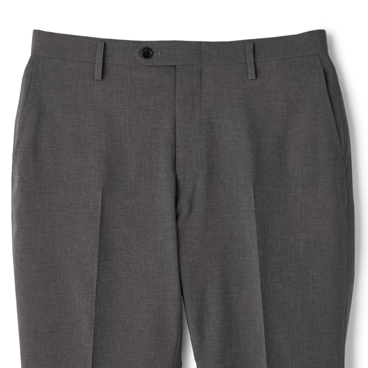 洗える ストレッチ テーパードノータックパンツ 無地 LES MUES
