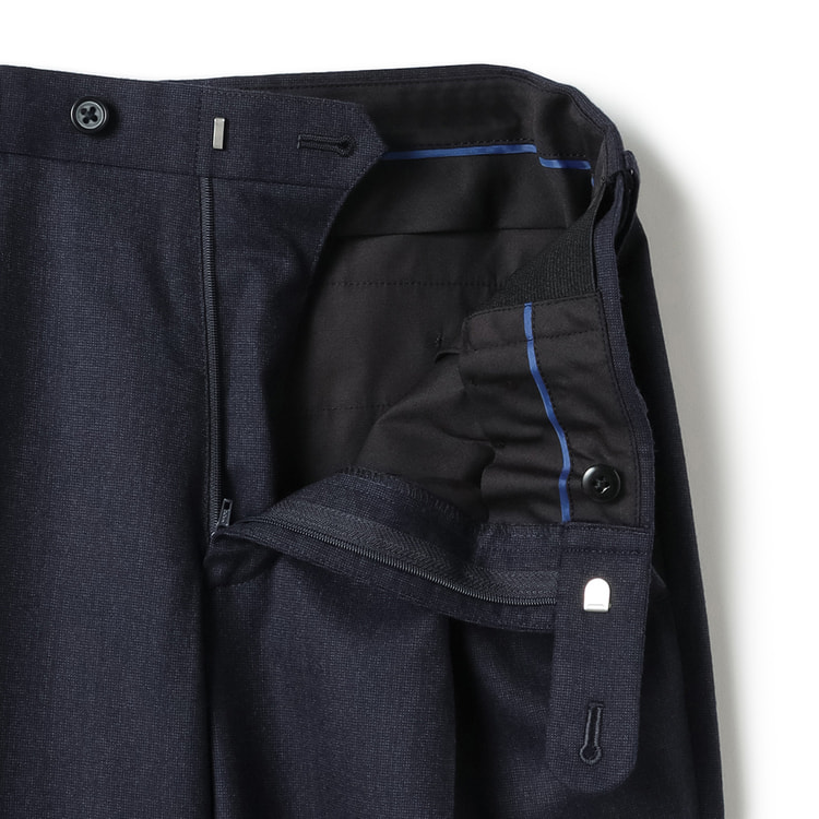 魔法のウエスト Super110′s ノータックパンツ ピンチェック JUNKO