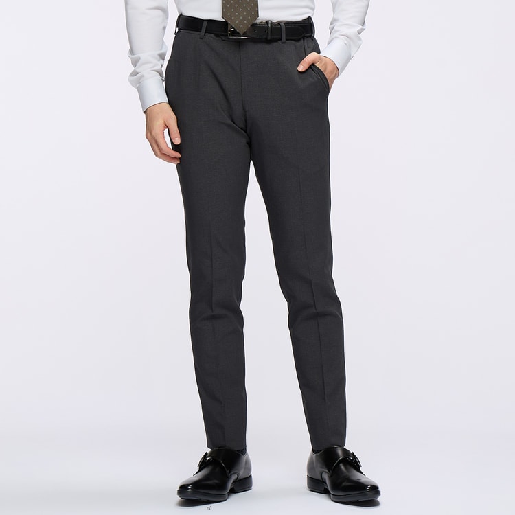 洗える ノンアイロンストレッチ テーパードノータックパンツ LES MUES