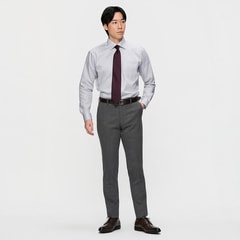 ウエストらくらく 洗える ウールブレンドストレッチ テーパード
