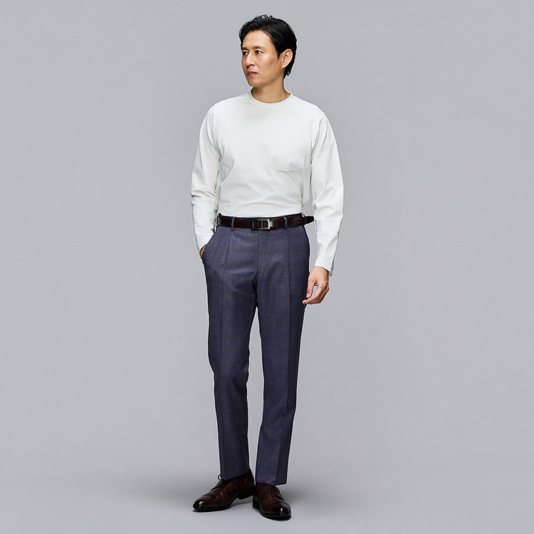 ウエストらくらく REDA ワンタックパンツ グレンチェック JUNKO SHI