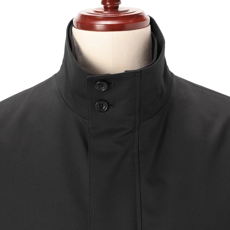 はっ水 ストレッチ 防風 軽量暖かウエザーサポートコート 黒 LES MUES