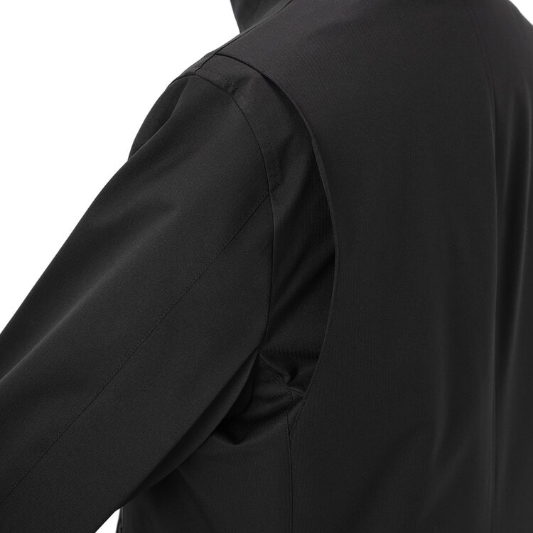 はっ水 ストレッチ 防風 軽量暖かウエザーサポート 黒 LES MUES スリム はっ水 ストレッチ 防風 軽量暖かウエザーサポートコート 黒 LES MUES