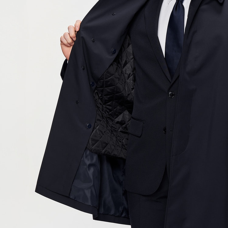 新品 タグ付き LES MUES コート ステンカラー 濃紺 無地　M フルライナーステンカラーコート LES MUES【AOKI公式通販】