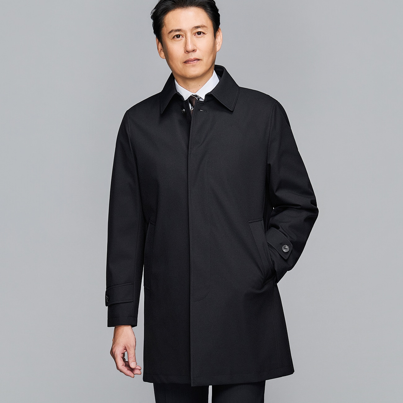 【あす様】希少 FINAL  ウール ライダース Pコート 黒 アーカイ 上熱シリーズ はっ水 ストレッチ 防風 ヒートウォーム ステンカラー