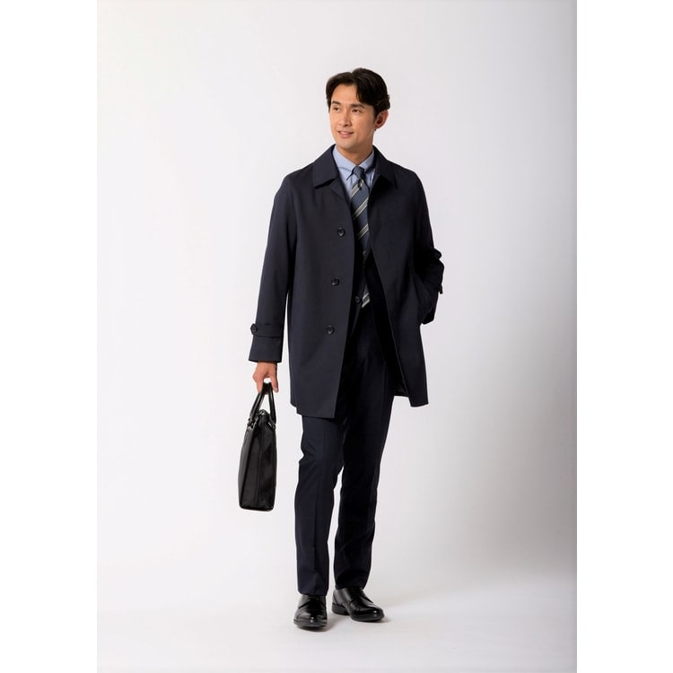 上熱シリーズ ヒートウォーム メランジ ステンカラーコート LES MUES