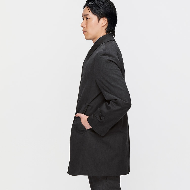 上熱シリーズ ヒートウォーム メランジ ステンカラーコート LES MUES