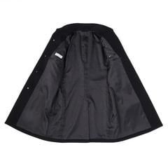 日本製素材 Super100's 尾州スタンドカラーコート 黒無地 MAJI