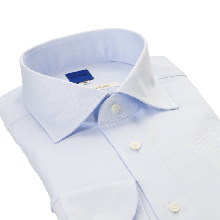 HITOYOSHI ピュアファインコットン ワイドカラーシャツ ロイヤル