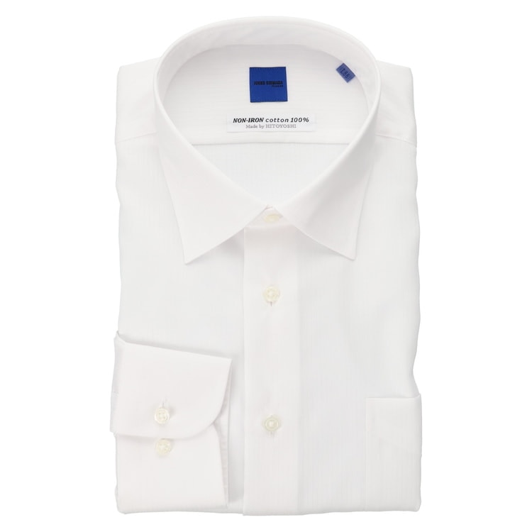 HITOYOSHI ノンアイロンコットン ワイドカラーシャツ JUNKO SHI