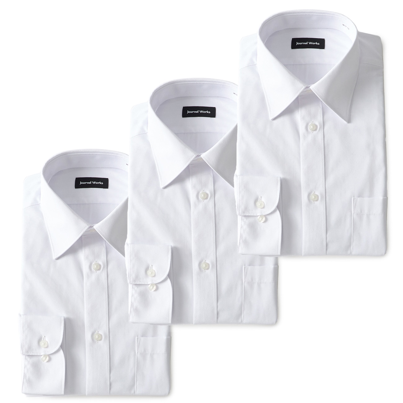 【WEB限定商品】3枚セット 形態安定 白無地レギュラーカラーシャツ JOURNAL WORKS レギュラーフィット 【WEB限定商品】3枚セット 形態安定 白無地レギュラーカラーシャツ JOURNAL WORKS レギュラーフィット