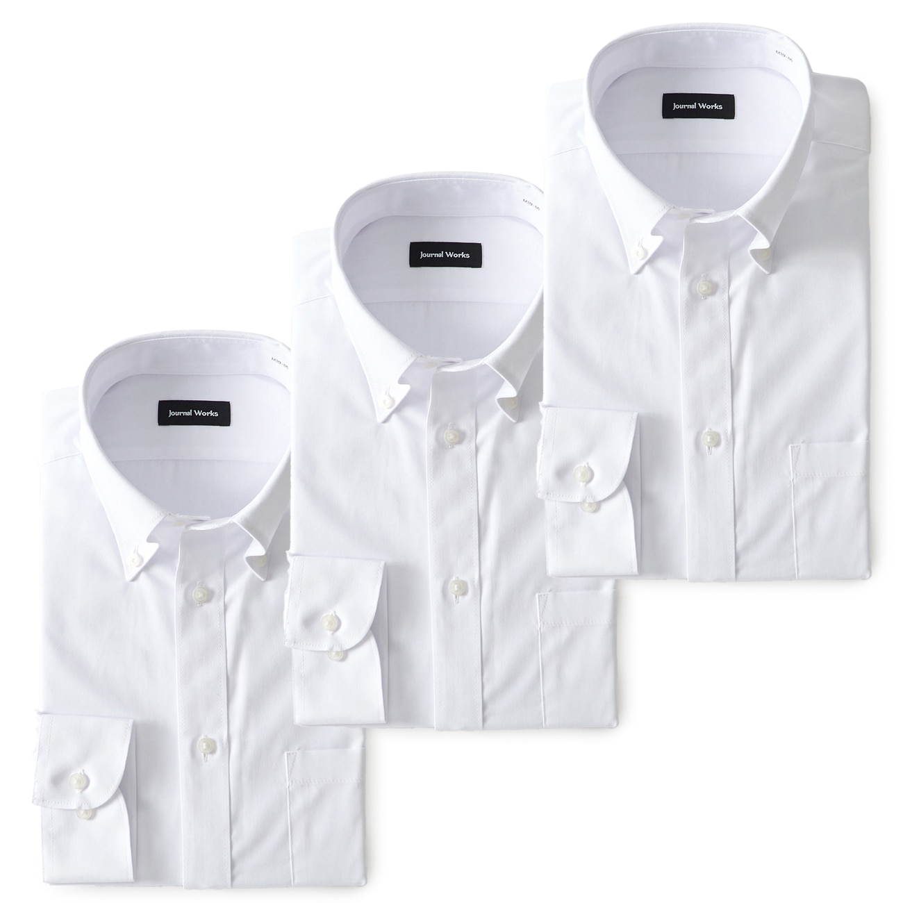 【WEB限定商品】3枚セット 形態安定 白無地ボタンダウンシャツ JOURNAL WORKS レギュラーフィット 【WEB限定商品】3枚セット 形態安定 白無地ボタンダウンシャツ JOURNAL WORKS レギュラーフィット