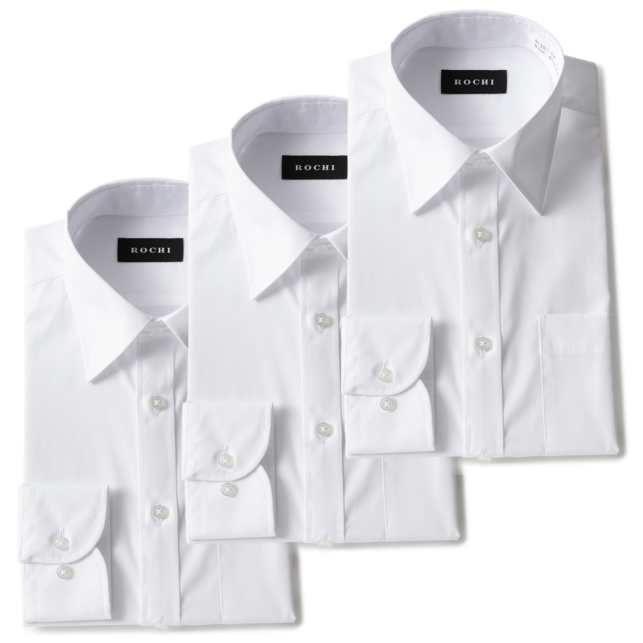 【WEB限定商品】3枚セット 形態安定 白無地レギュラーカラーシャツ ベーシック ROCHI