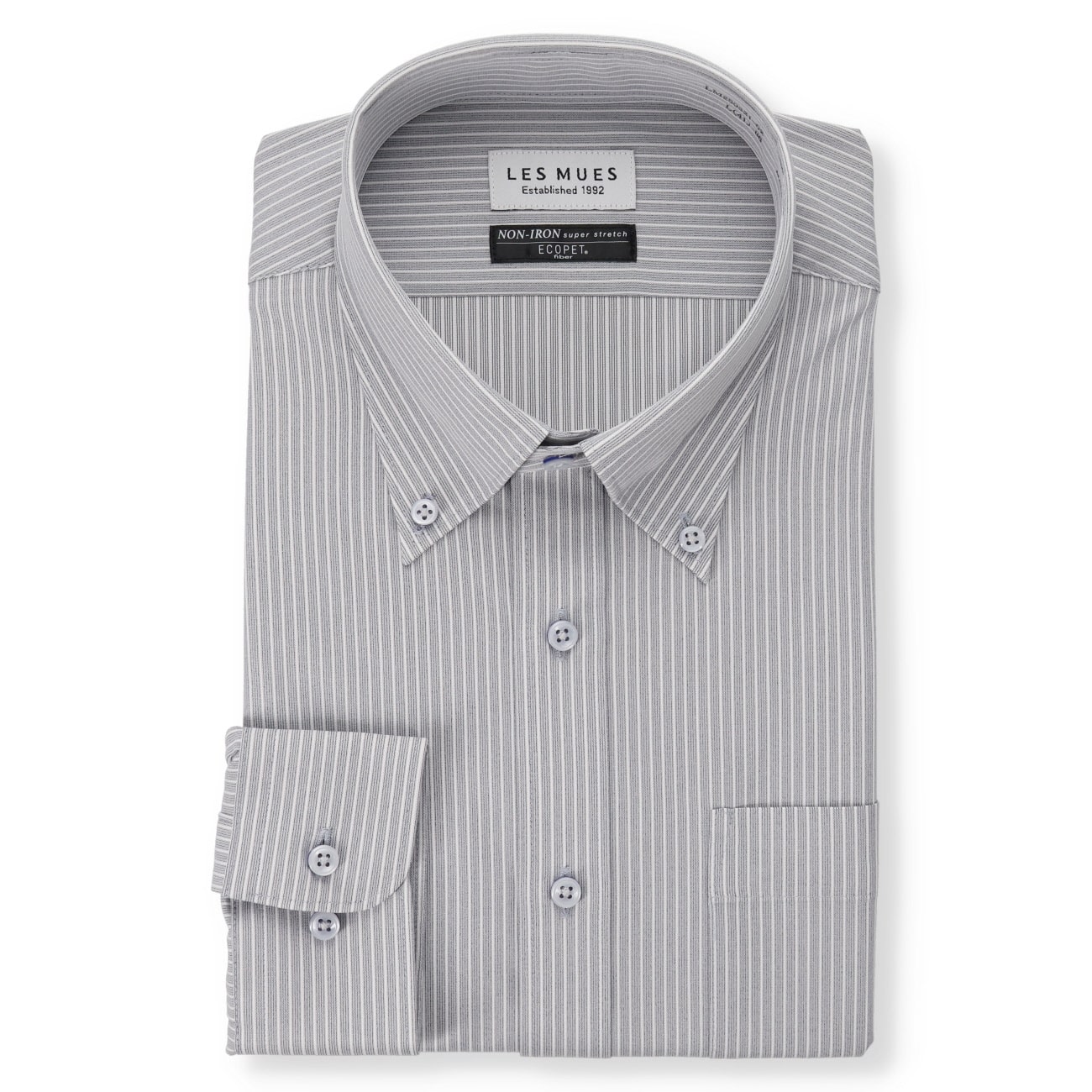 リサイクル素材使用 ノンアイロン スーパーストレッチ ボタンダウン