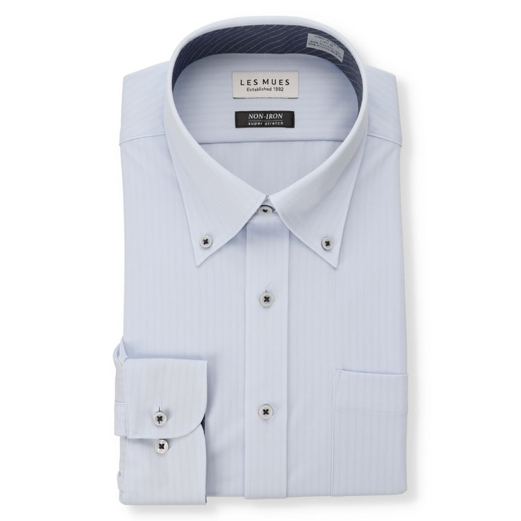 ノンアイロン スーパーストレッチ ボタンダウンシャツ LES MUES