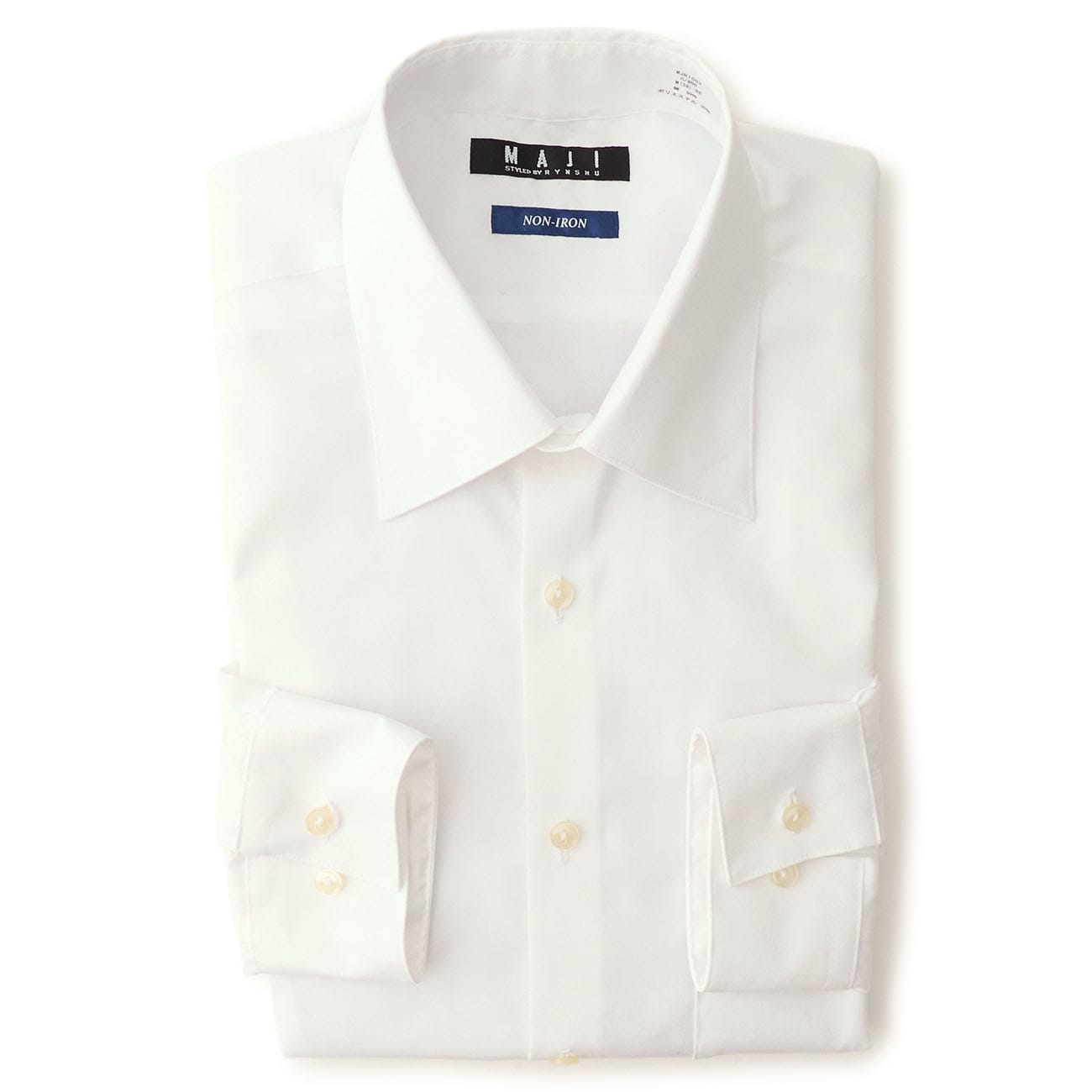 ノンアイロン レギュラーカラーシャツ MAJI スリム 白無地 ノンアイロン レギュラーカラーシャツ MAJI スリム 白無地