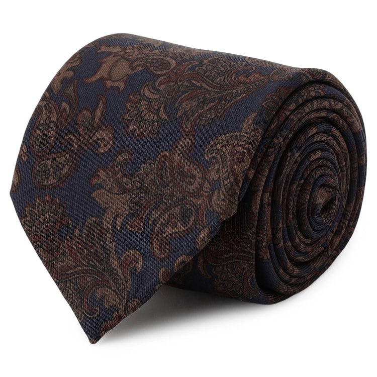 大剣幅8cm イタリア生地 日本縫製 ペイズリー柄ネクタイ JUNKO SHIM