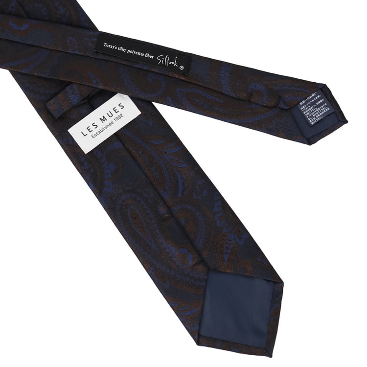 大剣幅8cm ノンアイロン 洗える シルック ペイズリー柄ネクタイ