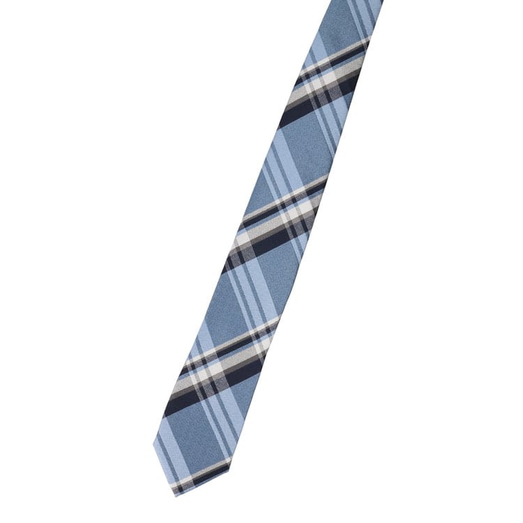 大剣幅8cm ノンアイロン 洗える シルック チェック柄ネクタイ LES MUE