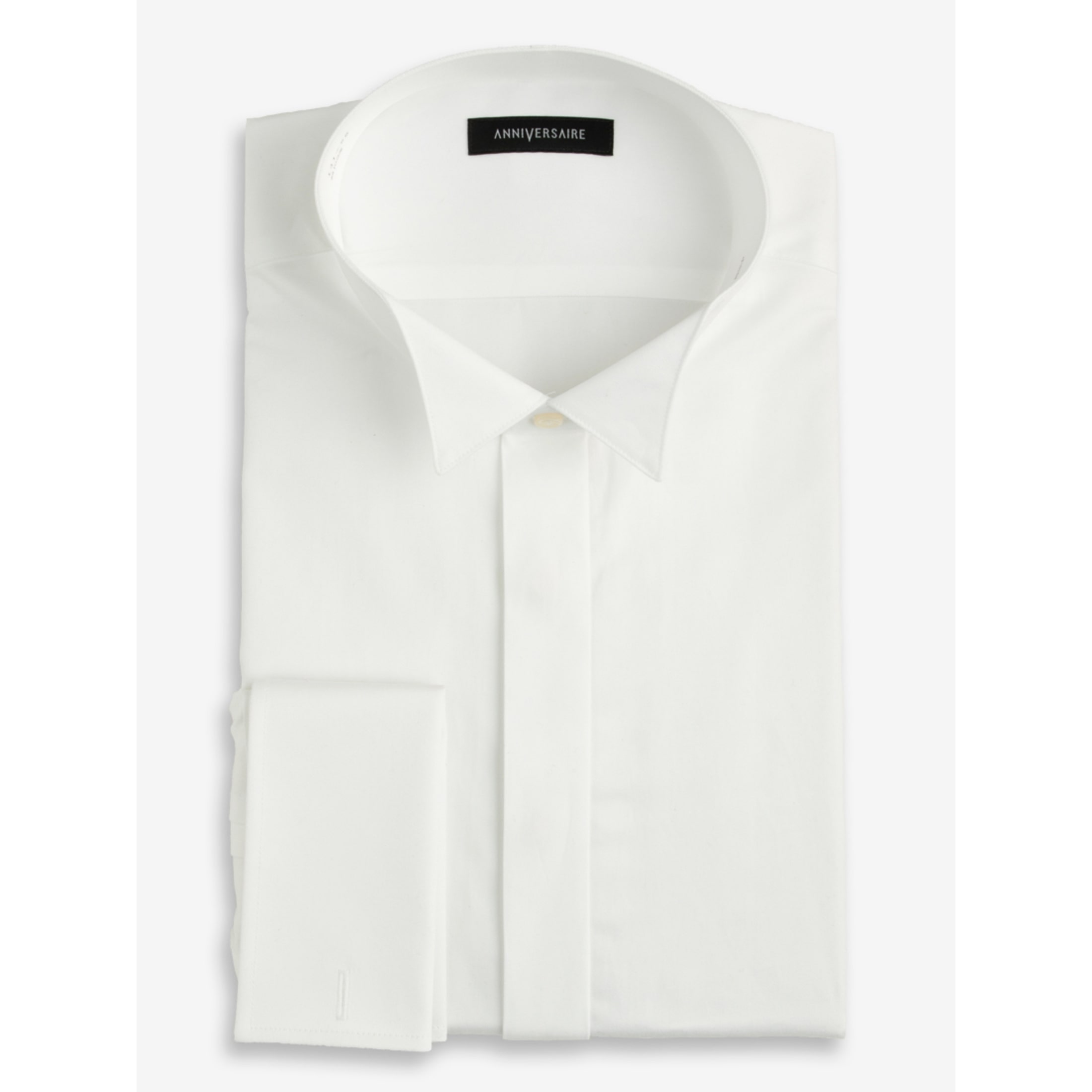 ラッピング不可】 プリーツ付きウィングカラーシャツ カフス 前ボタン