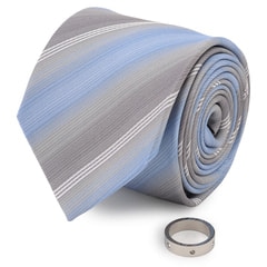 新品級✨エルメス　ストライプ　白青　無地風　結婚式　通年　綿コットン　大剣7㎝ 新品級✨エルメス ストライプ 白青 無地風 結婚式 通年 綿