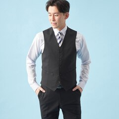【QOS】黒無地ベスト スリム LES MUES セットアップ着用可
