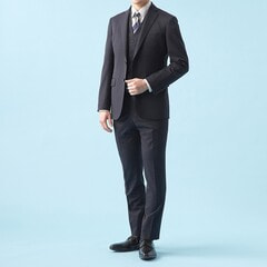 大きい A9 LES MUES セットアップ スーツ 上下 フォーマル 黒 濃紺 クイックオーダースーツ】洗える 紺無地ベスト スリム LES MUES セット