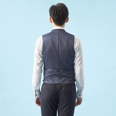 QOS】洗える 紺無地ベスト スリム LES MUES セットアップ着用可【AOKI