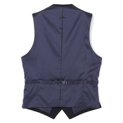 QOS】洗える 紺無地ベスト スリム LES MUES セットアップ着用可【AOKI