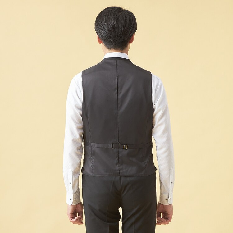 QOS】洗える 黒無地 ベスト ベーシック LES MUES セットアップ着用