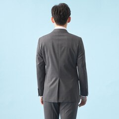 【QOS】ミディアムグレー無地ジャケット スリム LES MUES セットアップ着用可