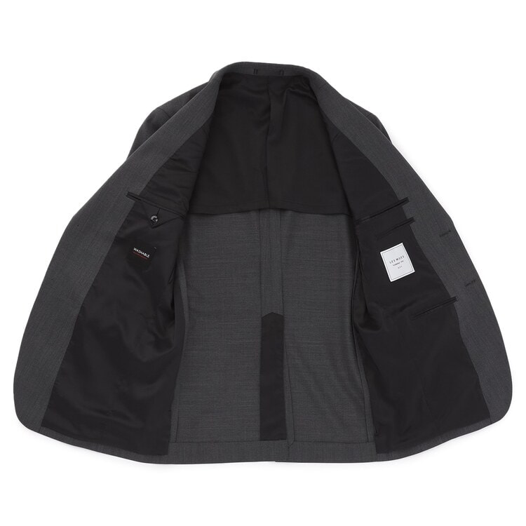 【QOS】ミディアムグレー無地ジャケット スリム LES MUES セットアップ着用可