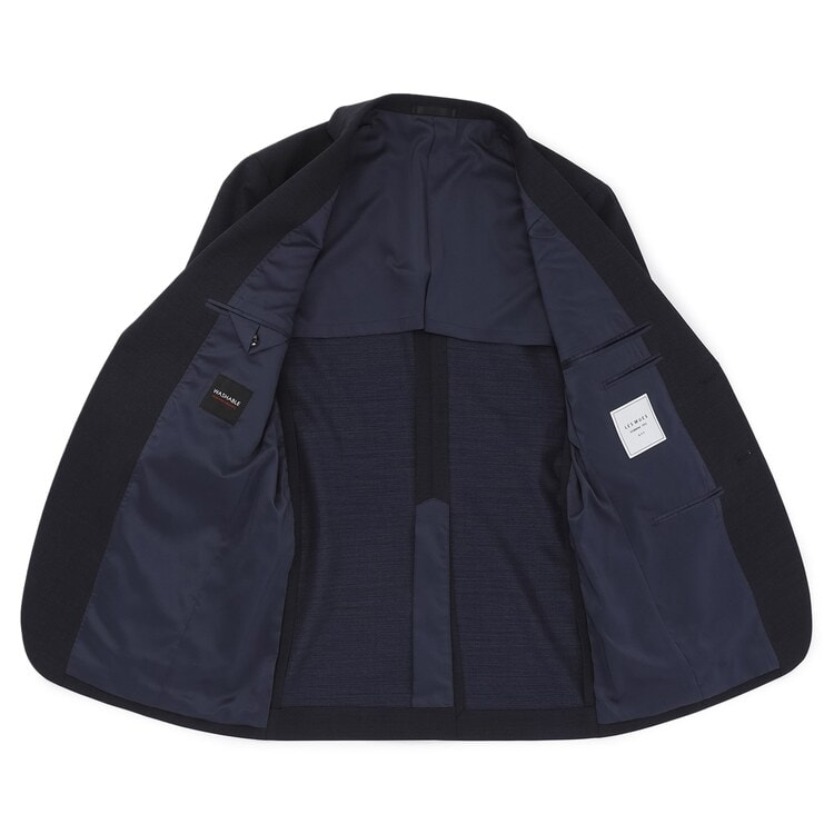 QOS】紺ピンヘッドジャケット スリム LES MUES セットアップ着用