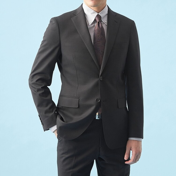 QOS】チャコールグレーピンヘッドジャケット スリム LES MUES