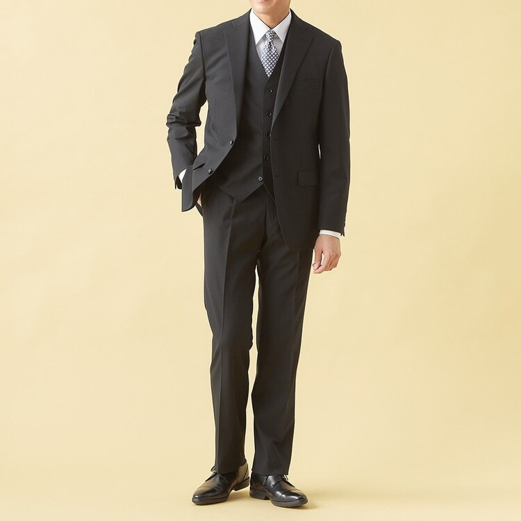 QOS】 洗える 黒シャドーストライプジャケット ベーシック LES MUES