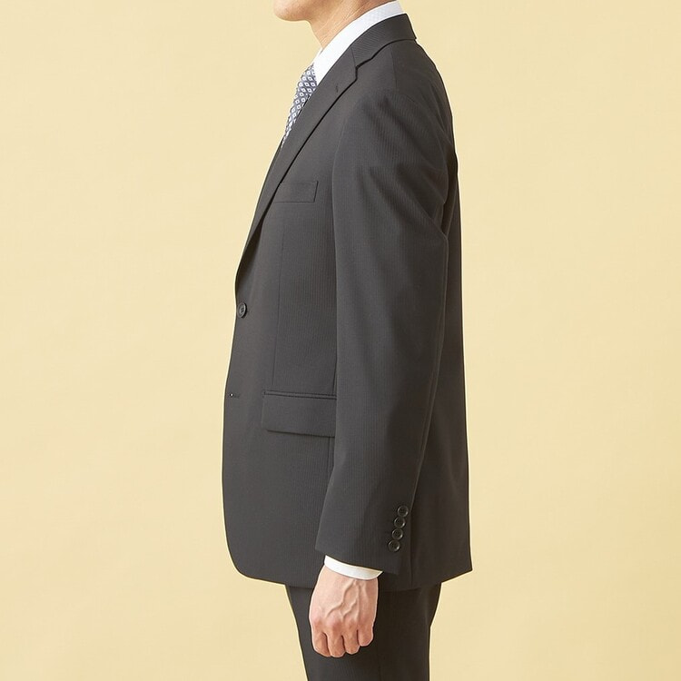 QOS】 洗える 黒シャドーストライプジャケット ベーシック LES MUES