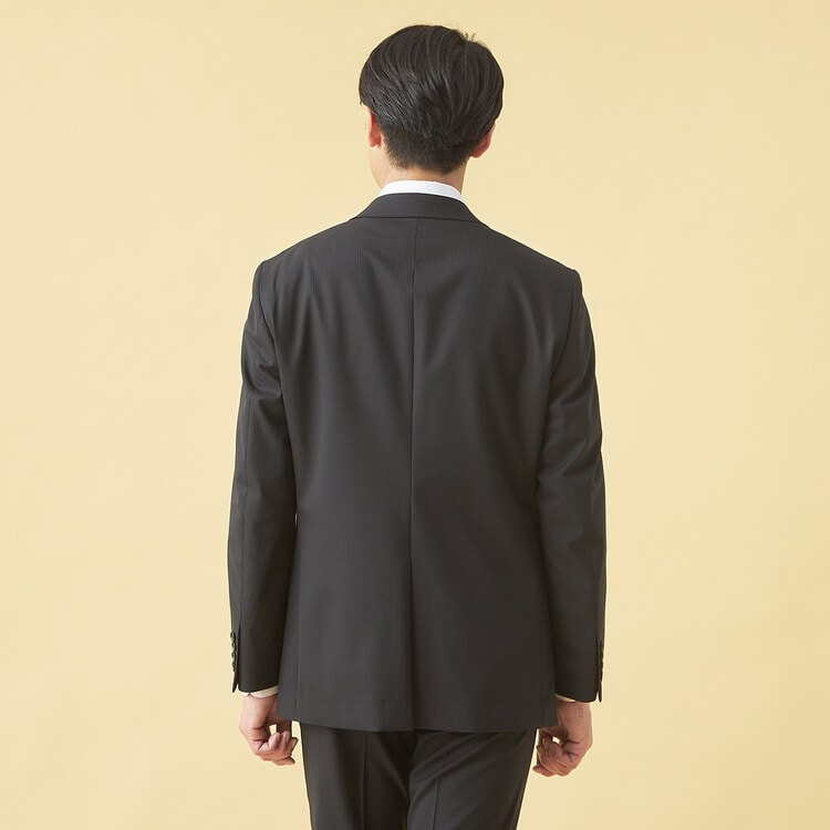 QOS】 洗える 黒シャドーストライプジャケット ベーシック LES MUES