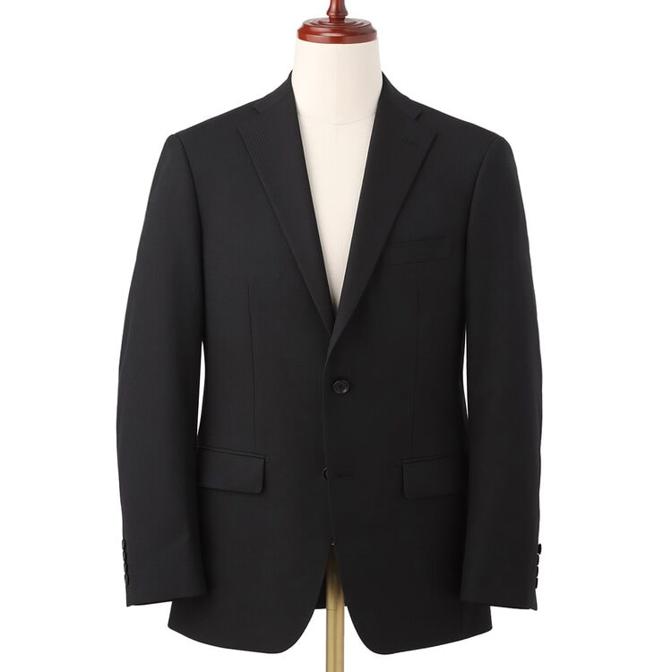 QOS】 洗える 黒シャドーストライプジャケット ベーシック LES MUES