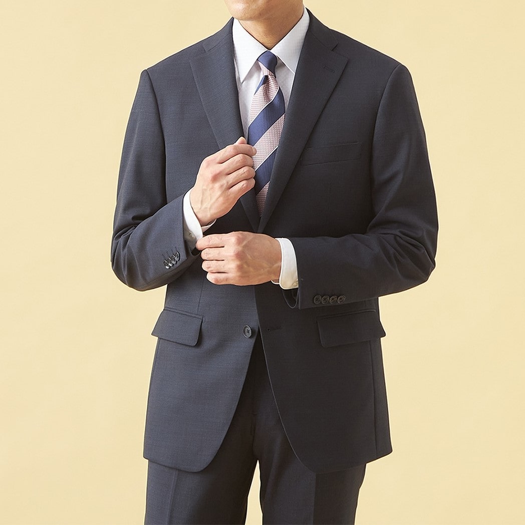 【QOS】紺ピンヘッドジャケット ベーシック LES MUES セットアップ着用可 【QOS】紺ピンヘッドジャケット ベーシック LES MUES セットアップ着用可