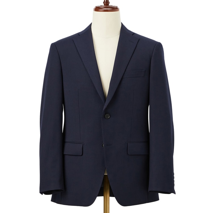 QOS】洗える 紺 織柄 ジャケット ベーシック LES MUES セットアッ