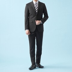 【QOS】黒無地ノータックパンツ LES MUES セットアップ着用可