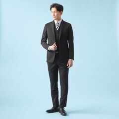 【QOS】黒無地ノータックパンツ LES MUES セットアップ着用可