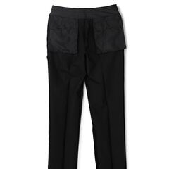 【QOS】黒無地ノータックパンツ LES MUES セットアップ着用可