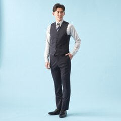 【QOS】紺無地ノータックパンツ LES MUES セットアップ着用可
