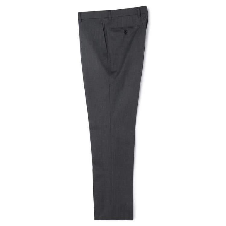 QOS】洗える ミディアムグレー無地 ノータックパンツ LES MUES セッ