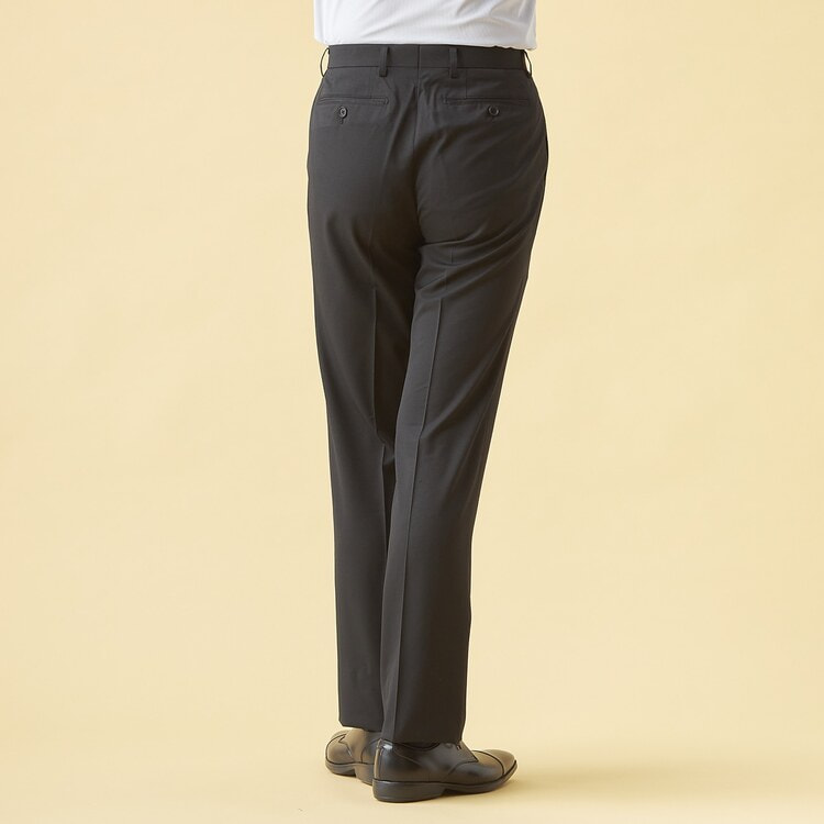QOS】洗える 黒無地ワンタックパンツ LES MUES セットアップ着用可