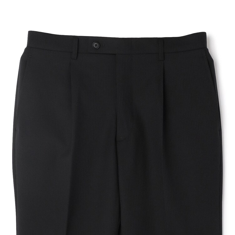 QOS】 黒シャドーストライプ ワンタックパンツ LES MUES セットアッ